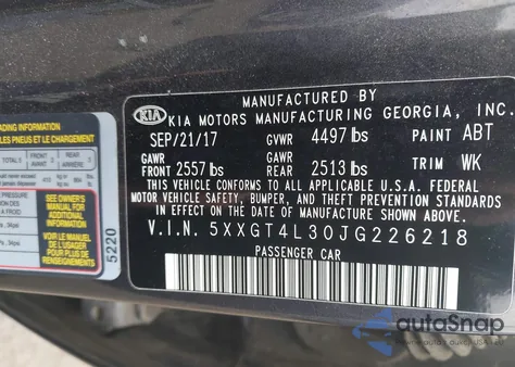 2018 Kia Optima S z USA, uszkodzony, nr VIN 5XXGT4L30JG226218